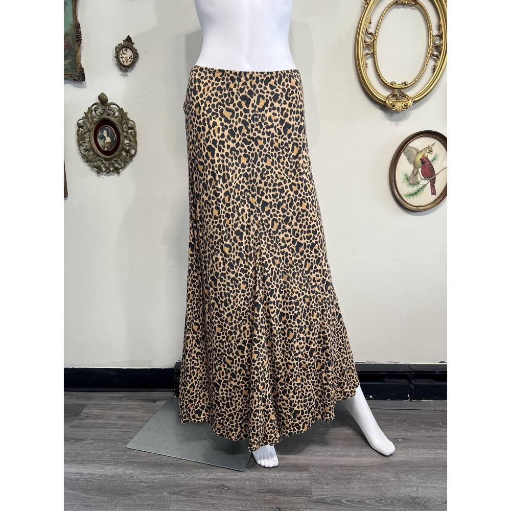 Pashmina Leopard Animal Print Maxi Skirt Long Skirt Size S